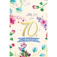 70. Geburtstag Karte mit Umschlag Blumen mit Goldfolie