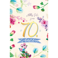 70. Geburtstag Karte mit Umschlag Blumen mit Goldfolie