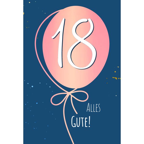 18. Geburtstag Glückwunschkarte mit Umschlag 18. Geburtstag Luftballon Alles Gute