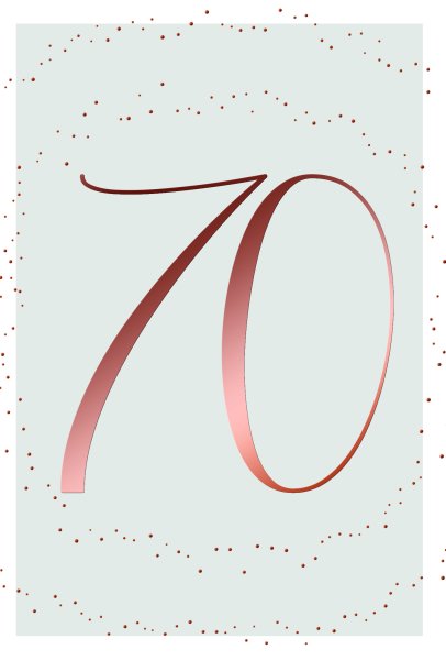 70. Geburtstag - Karte mit Umschlag - Schriftkarte - mit rosegoldener Metallicfolie