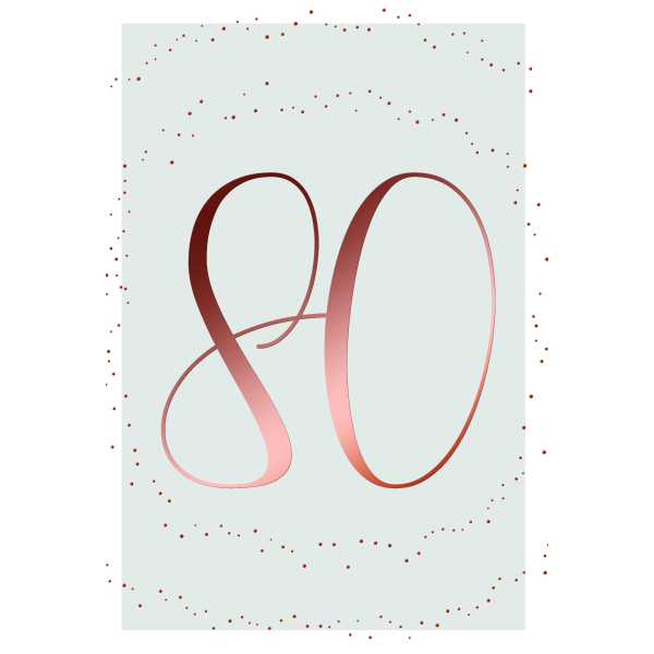 80. Geburtstag Karte mit Umschlag Schriftkarte mit rosegoldener Metallicfolie