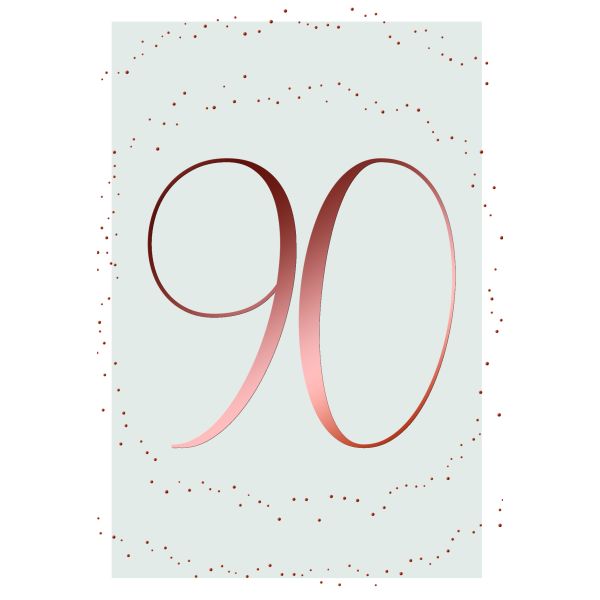 90. Geburtstag Karte mit Umschlag Schriftkarte mit rosegoldener Metallicfolie