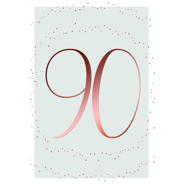 90. Geburtstag Karte mit Umschlag Schriftkarte mit rosegoldener Metallicfolie