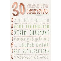 30. Geburtstag - Karte mit Umschlag - Schriftkarte - mit...