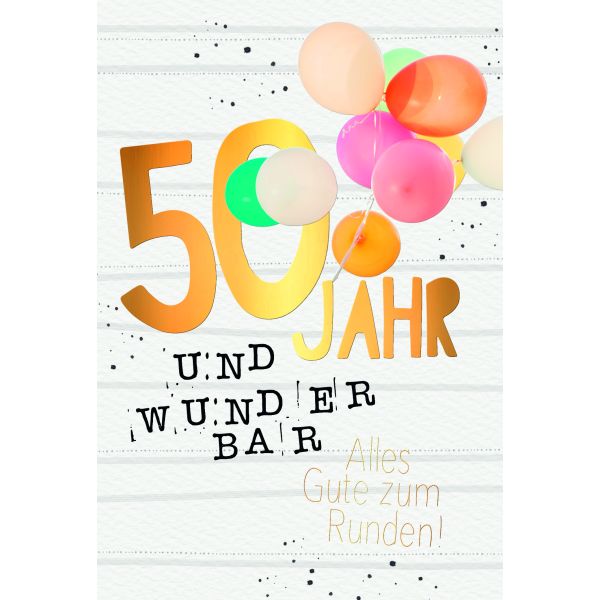 50. Geburtstag Glückwunschkarte mit Umschlag 50. Geburtstag Wunderbar Alles Gute