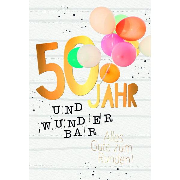 50. Geburtstag Glückwunschkarte mit Umschlag 50. Geburtstag Wunderbar Alles Gute