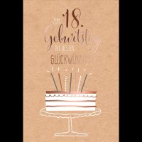 18. Geburtstag - Karte mit Umschlag - Torte mit...