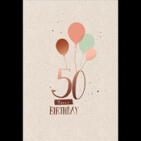 50. Geburtstag Karte mit Umschlag Luftballons mit...