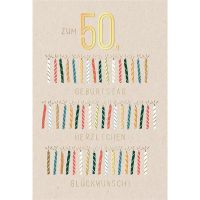 50. Geburtstag Karte mit Umschlag brennende Kerzen mit...