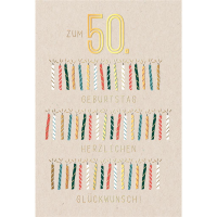 50. Geburtstag Karte mit Umschlag brennende Kerzen mit...