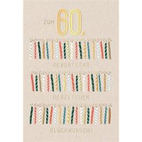 60. Geburtstag - Karte mit Umschlag - brennende Kerzen -...