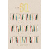 60. Geburtstag Karte mit Umschlag brennende Kerzen mit...