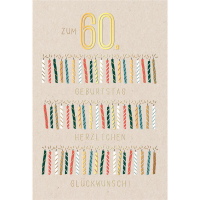 60. Geburtstag Karte mit Umschlag brennende Kerzen mit...