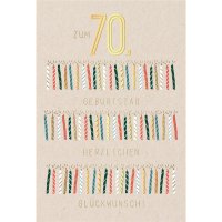 70. Geburtstag - Karte mit Umschlag - brennende Kerzen -...