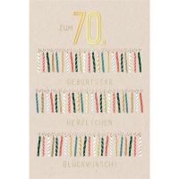 70. Geburtstag Karte mit Umschlag brennende Kerzen mit...