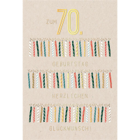 70. Geburtstag Karte mit Umschlag brennende Kerzen mit...