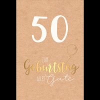 50. Geburtstag - Karte mit Umschlag - Schriftkarte - mit...