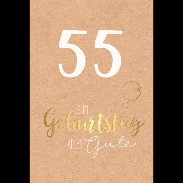 55. Geburtstag Karte mit Umschlag Schriftkarte mit Goldfolie