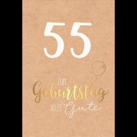 55. Geburtstag - Karte mit Umschlag - Schriftkarte - mit...