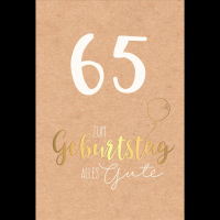 65. Geburtstag Karte mit Umschlag Schriftkarte mit Goldfolie