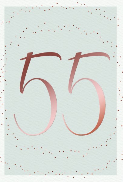 55. Geburtstag - Karte mit Umschlag - Schriftkarte - mit rosegoldener Metallicfolie