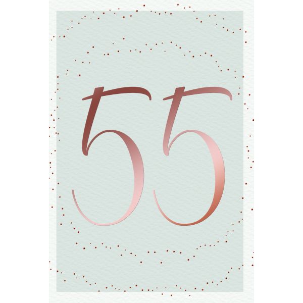 55. Geburtstag Karte mit Umschlag Schriftkarte mit rosegoldener Metallicfolie