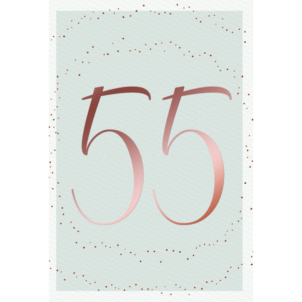 55. Geburtstag Karte mit Umschlag Schriftkarte mit rosegoldener Metallicfolie