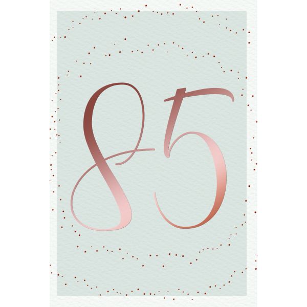 85. Geburtstag Karte mit Umschlag Schriftkarte mit rosegoldener Metallicfolie