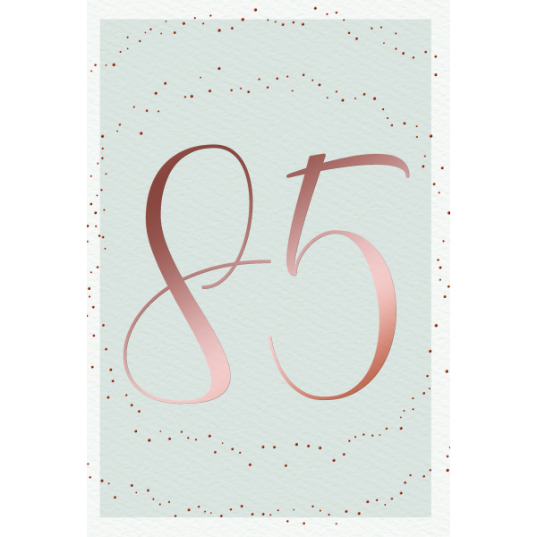 85. Geburtstag Karte mit Umschlag Schriftkarte mit rosegoldener Metallicfolie