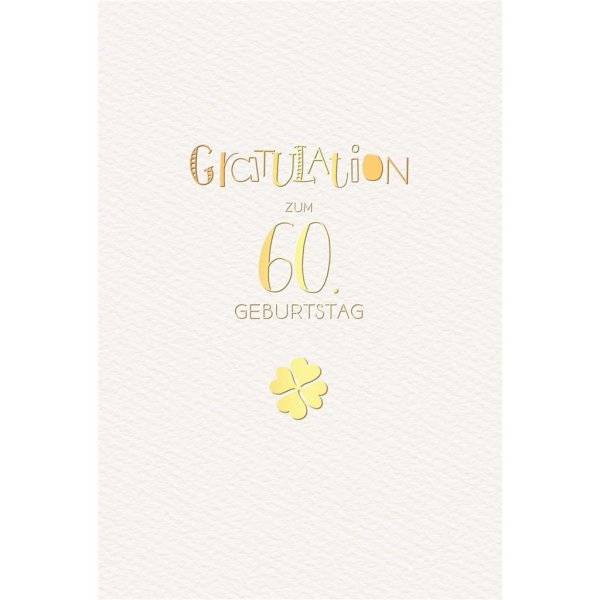 60. Geburtstag - Karte mit Umschlag - Schriftkarte - mit Goldfolie