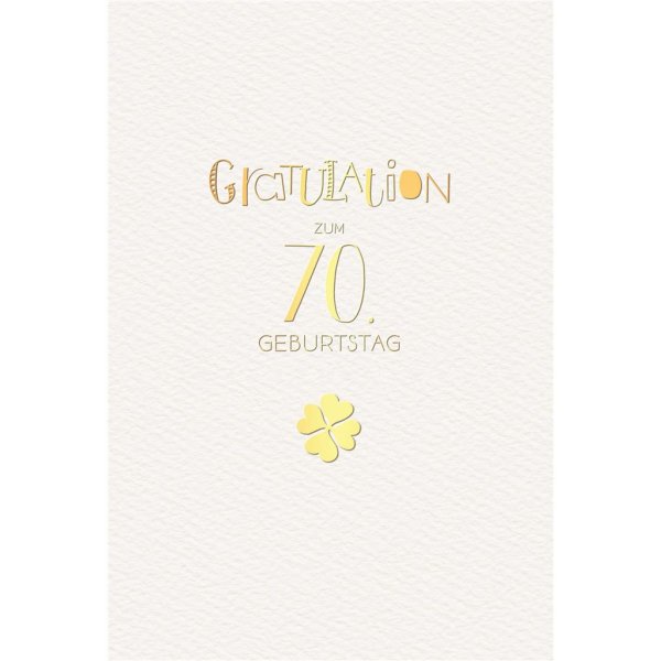 70. Geburtstag - Karte mit Umschlag - Schriftkarte - mit Goldfolie
