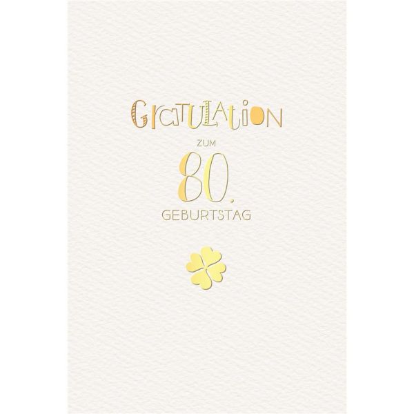 80. Geburtstag Glückwunschkarte mit Umschlag 80. Geburtstag Gratulation