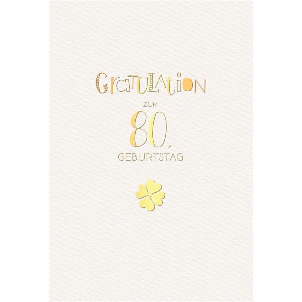 80. Geburtstag Glückwunschkarte mit Umschlag 80. Geburtstag Gratulation