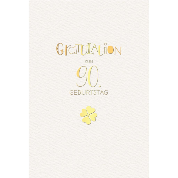 A 90. Geburtstag Karte mit Umschlag Schriftkarte mit Goldfolie