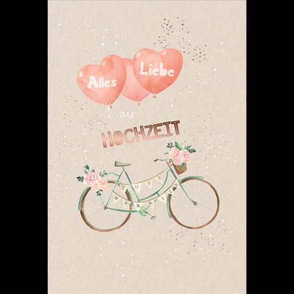 Hochzeit Glückwunschkarte im Format 11,5 x 17 cm mit Umschlag Fah