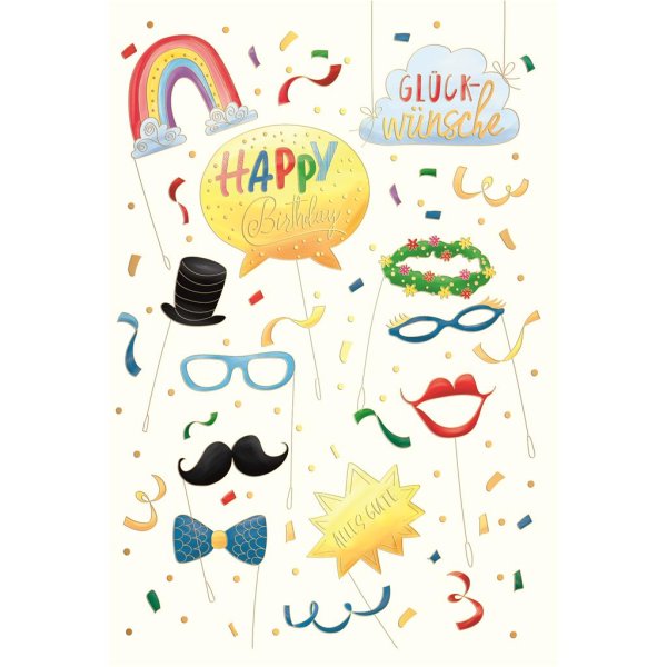 Geburtstag Skorpions Art - Glückwunschkarte im Format 11,5 x 17 cm mit Umschlag - Regenbogen, Partyzubehör - mit Goldfolie
