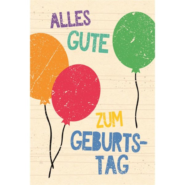 Geburtstag Karte mit Umschlag folienfrei unverpackt Greenline - Bunte Luftballons 23