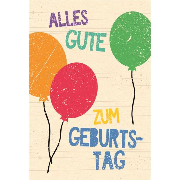 Geburtstag Karte mit Umschlag folienfrei unverpackt Greenline Bunte Luftballons 23