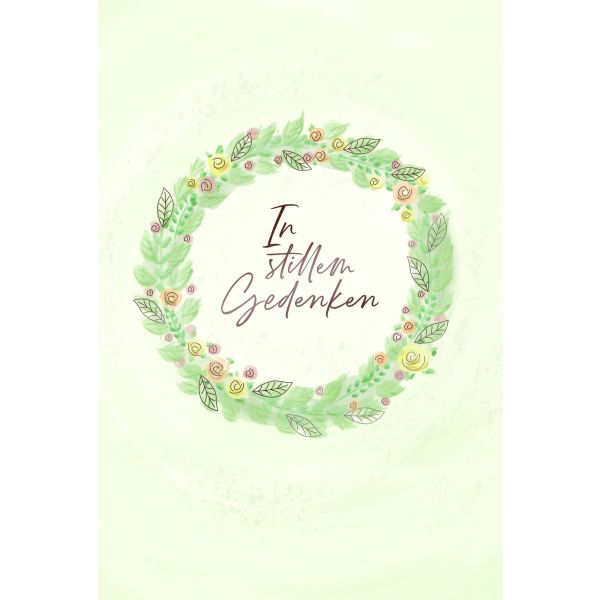 Beileid Kondolenz Trauerkarte Blumenkranz mit Goldfolie In stillem Gedenken Skorpions Art mit Umschlag