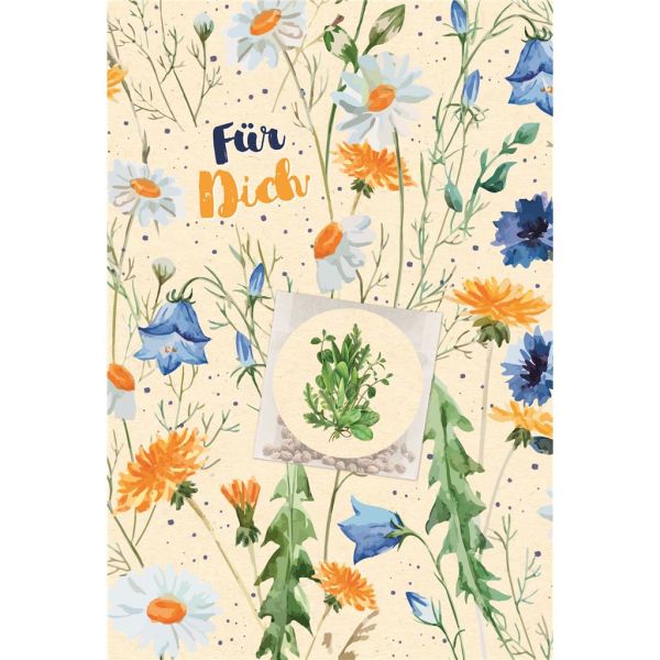 Allgemeine Wünsche Gieß mich Karte mit Umschlag Für Dich Blumen, Kräuter, Samentütchen mit Aufkleber
