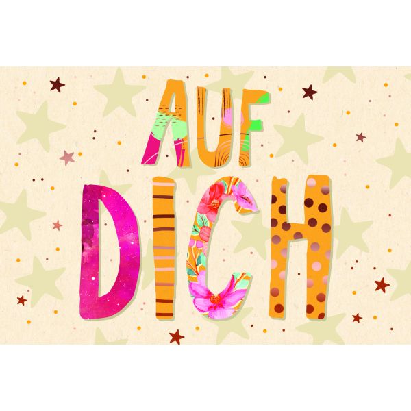 Allgemeine Wünsche Zuckerrohrpapier Glückwunschkarte mit Umschlag Auf Dich Schriftkarte, Sterne mit roségoldener Metallicfolie
