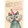 Geburtstag Glückwunschkarte mit Umschlag - folienfrei unverpackt Greenline - Katze mit Partyhut und Brille - mit rosegoldener Metallicfolie