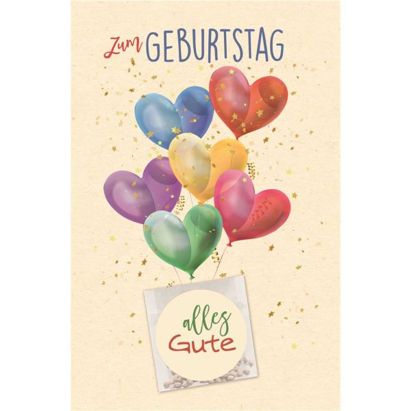 Geburtstag Gieß mich Karte mit Umschlag Luftballons, Herzen