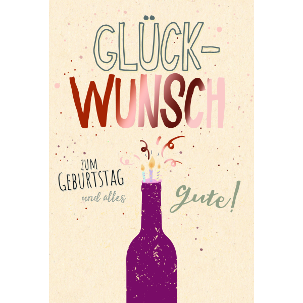 Geburtstag Glückwunschkarte mit Umschlag folienfrei unverpackt Greenline Weinflasche