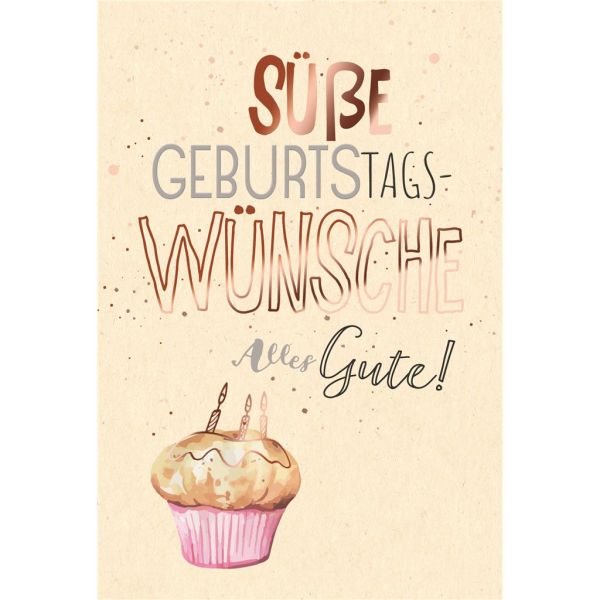 Geburtstag Glückwunschkarte mit Umschlag folienfrei unverpackt Greenline Cupcake