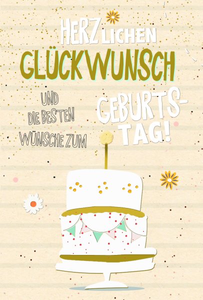 Geburtstag Glückwunschkarte mit Umschlag - folienfrei unverpackt Greenline - Torte
