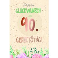 90. Geburtstag Unverpackte Glückwunschkarte mit...