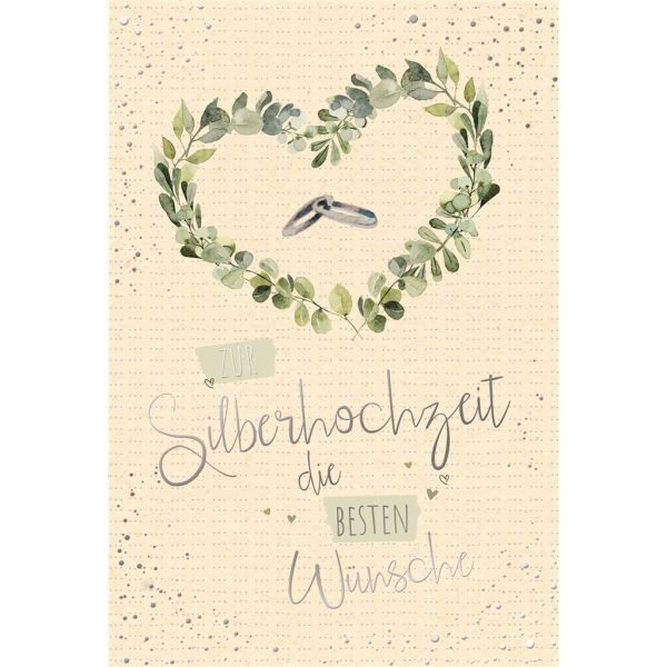 A Silberhochzeit 25. Hochzeitstag Karte mit Umschlag folienfrei unverpackt Greenline