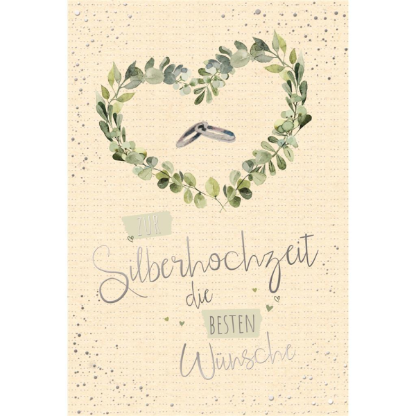 A Silberhochzeit 25. Hochzeitstag Karte mit Umschlag folienfrei unverpackt Greenline