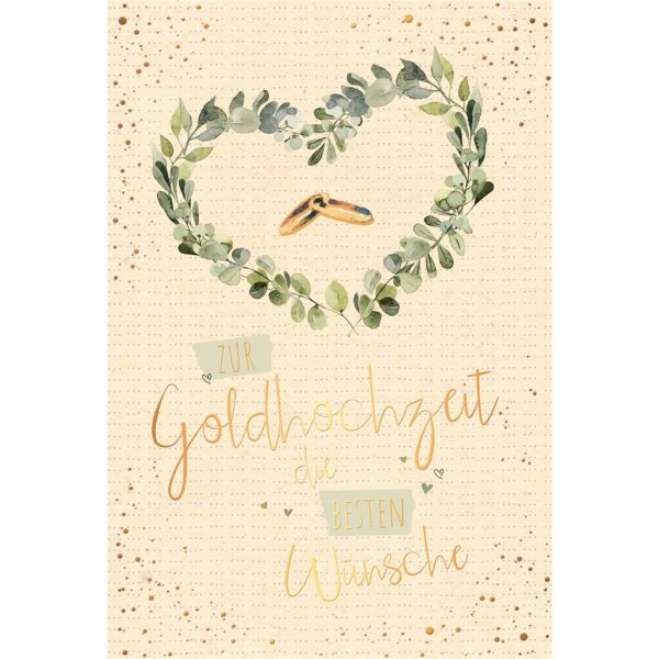 Goldhochzeit - 50. Hochzeitstag Karte mit Umschlag folienfrei unverpackt Greenline